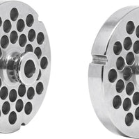 Omcan - Round Stainless Steel #32 Machine Plate With Hub 10mm (3/8″) With Three Notches, Pack of 2 - 23564