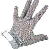 Omcan - Small Five Finger Stainless Steel Mesh Glove with White Silicone Strap - 44352