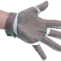 Omcan - Small Five Finger Stainless Steel Mesh Glove with White Silicone Strap, Pack of 2 - 44352