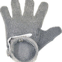 Omcan - Small Five Finger Stainless Steel Mesh Glove with White Silicone Strap, Pack of 2 - 44352
