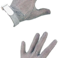 Omcan - Small Five Finger Stainless Steel Mesh Glove with White Silicone Strap, Pack of 2 - 44352