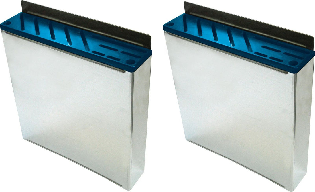 Omcan - Small Stainless Steel Knife Rack with Blue Insert, Pack of 2 - 12926
