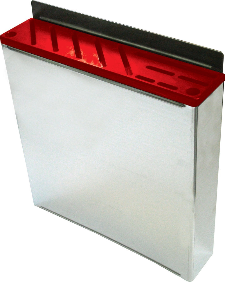 Omcan - Small Stainless Steel Knife Rack with Red Insert, Pack of 2 - 12931