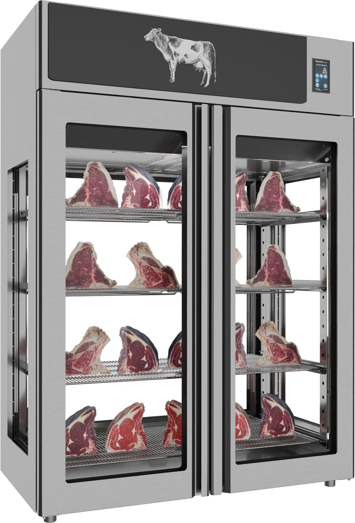 Omcan - Stagionello 1400 L Capacity Standard Twin Meat Maturation Cabinet 3.0 Preserving and Dry Aging 4-Glass View - MM-IT-1400-TWCAV