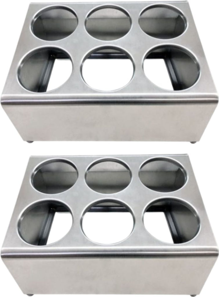 Omcan - Stainless Steel 2 Tier Flatware Cylinder Holder with 6 Holes, Pack of 2 - 80817