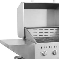 Omcan - Stainless Steel 4 Burners Propane Outdoor BBQ Grill with Top And Side Shelf - CE-CN-0030-S LP