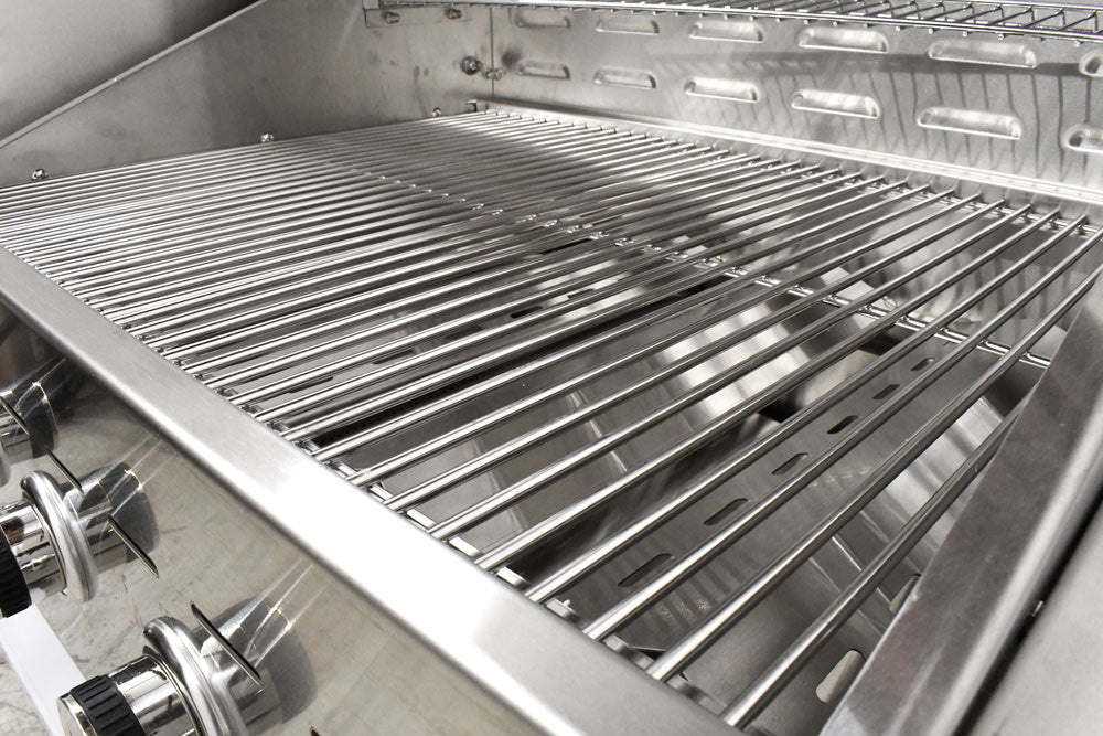 Omcan - Stainless Steel 5 Burners Propane Outdoor BBQ Grill with Top And Side Shelf - CE-CN-0036-S 1 LP