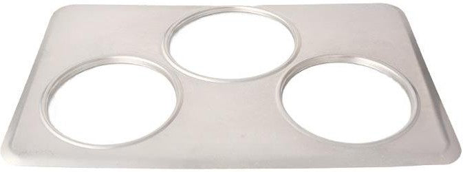 Omcan - Stainless Steel Adaptor Plates Fits 4 Qt Inset Pans with Three 6.3" Inset Holes , Pack of 8 - 44678