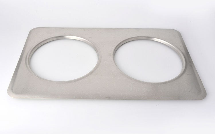 Omcan - Stainless Steel Adaptor Plates Fits 7 Qt Inset Pans with Two 8.3" Inset Holes , Pack of 5 - 44849