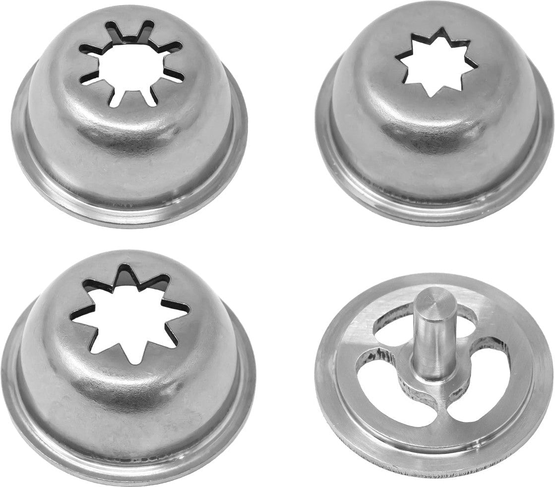 Omcan - Stainless Steel Churro Nozzles Attachment for Sausage Stuffer (Set of 4) - 47701