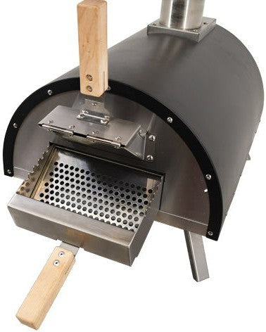 Omcan - Stainless Steel Countertop Wood Fired Pizza Oven with Black Cover - WO-CN-0018-B