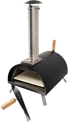Omcan - Stainless Steel Countertop Wood Fired Pizza Oven with Black Cover - WO-CN-0018-B