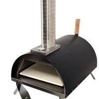 Omcan - Stainless Steel Countertop Wood Fired Pizza Oven with Black Cover - WO-CN-0018-B
