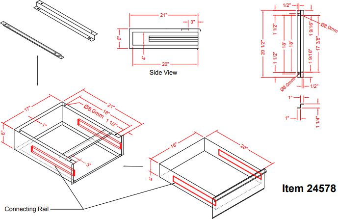 Omcan - Stainless Steel Drawer for 24" Worktables - 24578