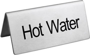 Omcan - Stainless Steel Free-Standing 'Hot Water' Sign, 100/cs - 80140