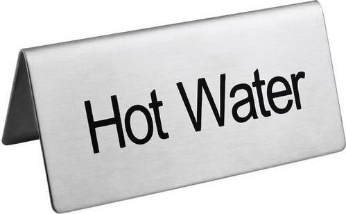 Omcan - Stainless Steel Free-Standing 'Hot Water' Sign, Pack of 40 - 80140