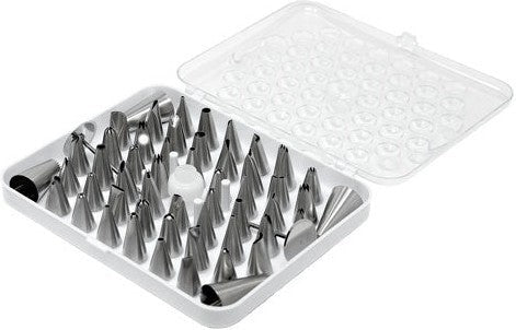 Omcan - Stainless Steel Seamless Cake Decorating Tips, Pack of 156 - 48898