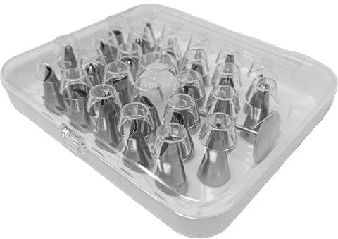 Omcan - Stainless Steel Seamless Cake Decorating Tips, Pack of 60 - 48897