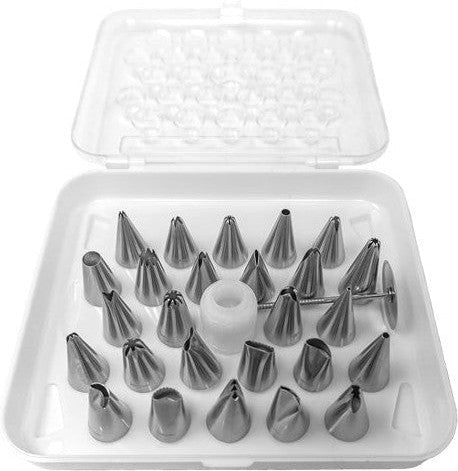 Omcan - Stainless Steel Seamless Cake Decorating Tips, Pack of 60 - 48897