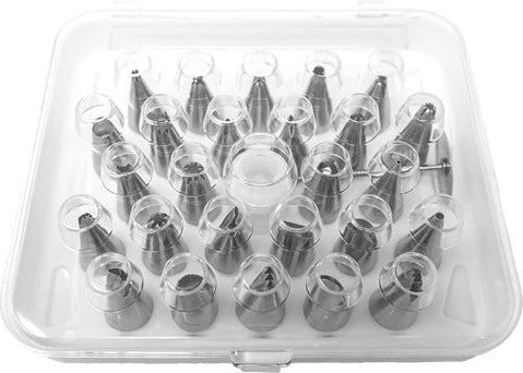 Omcan - Stainless Steel Seamless Cake Decorating Tips, Pack of 60 - 48897