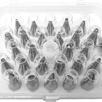 Omcan - Stainless Steel Seamless Cake Decorating Tips, Pack of 60 - 48897