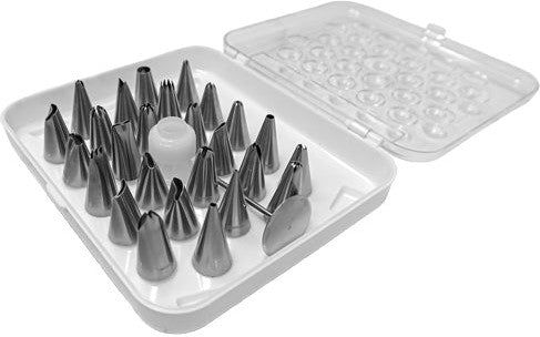 Omcan - Stainless Steel Seamless Cake Decorating Tips, Pack of 60 - 48897