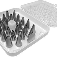 Omcan - Stainless Steel Seamless Cake Decorating Tips, Pack of 60 - 48897