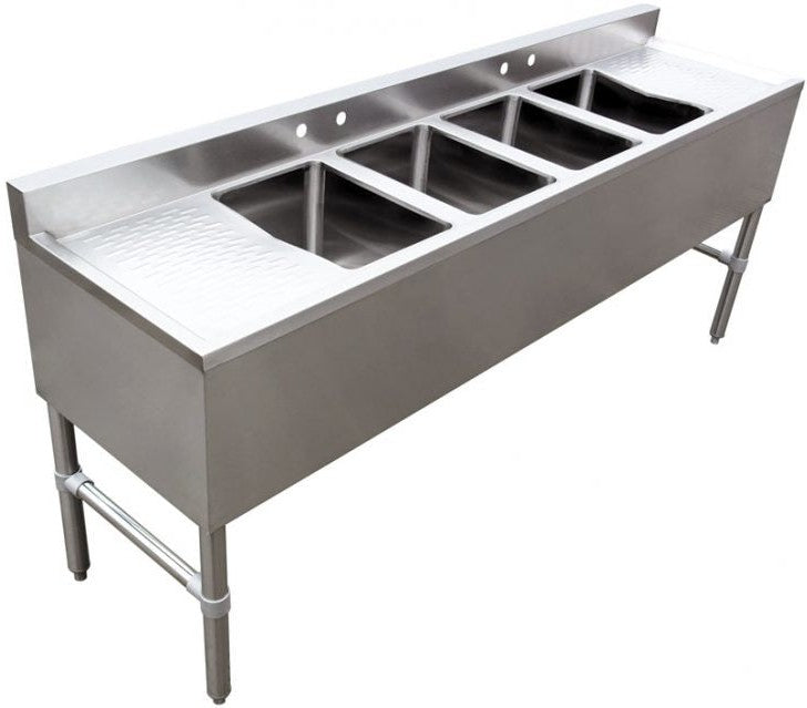 Omcan - Stainless Steel Under-Bar Sink with 4 Compartments and Left and ...