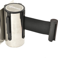 Omcan - Stainless Steel Wall-Mounted Crowd Control System with Retractable Belt Barrier, Pack of 4 - 41156