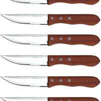 Omcan - Steak Knife with Pointed Tip & Wood Handle, 6 Knives/Box, Pack of 3 Boxes - 12791