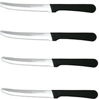Omcan - Steak Knife with Rounded Tip & Black Handle, Pack of 10 - 11548