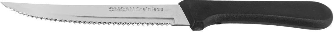 Omcan - Table Steak Knife Pointy Tip With Narrow Blade and Plastic Handle, Pack of 10 - 11551