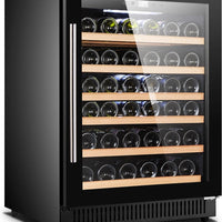 Omcan - Vinovero 23" Single Zone Wine Cooler with 51 Bottle Capacity and Black Full Glass Door - 48261
