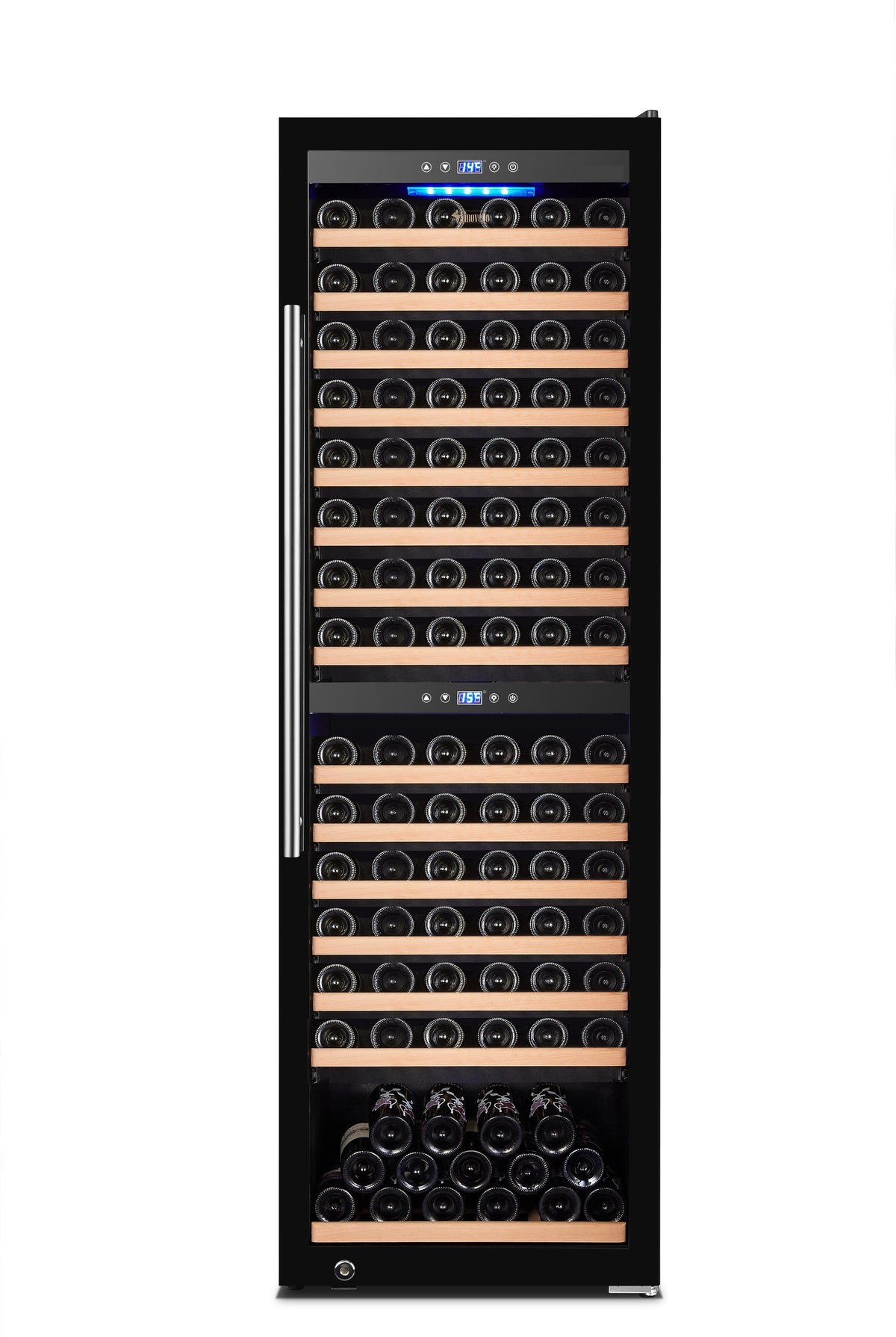 Omcan - Vinovero 27" Dual Zone Wine Cooler with 181 Bottle Capacity and Black Full Glass Door - 48258