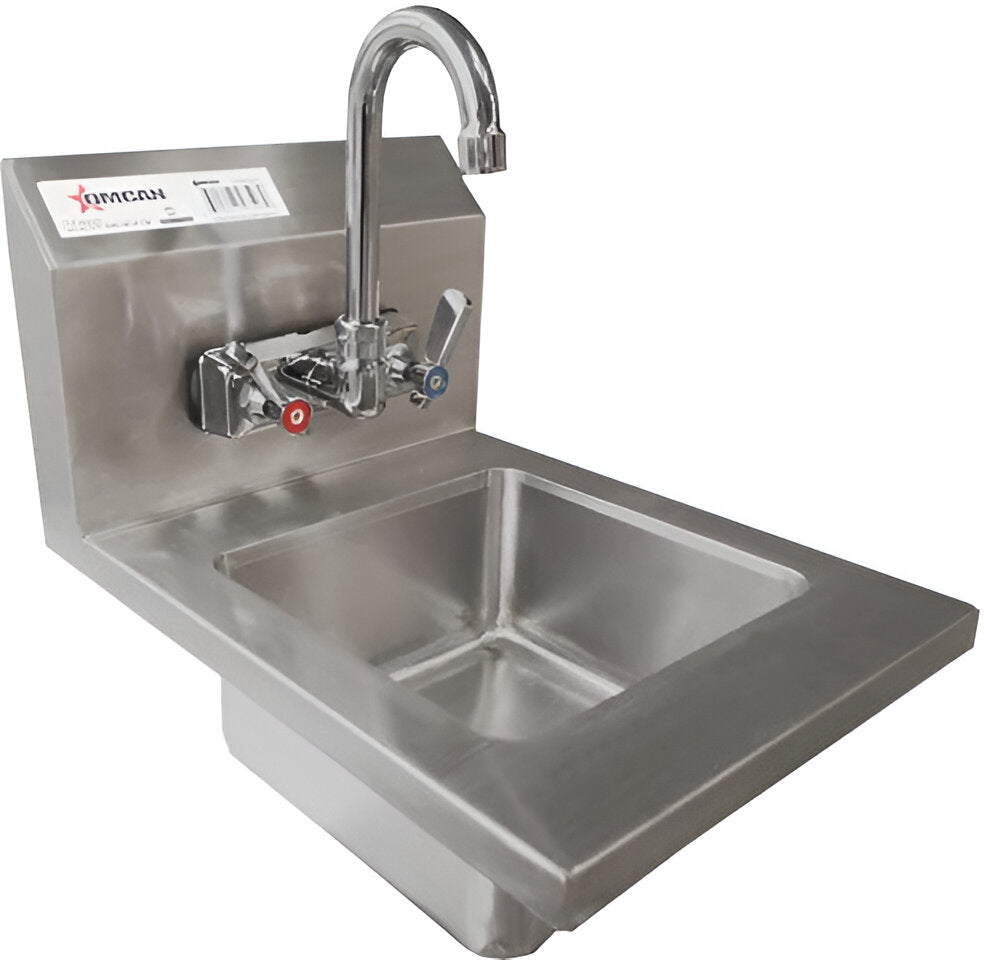 Omcan - Wall Mounted Hand Sink with 4" Low Lead Gooseneck Faucet - 46507