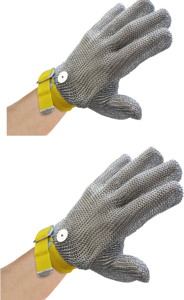 Omcan - XXS Mesh Gloves with Yellow Strap, Pack of 2 - 13562