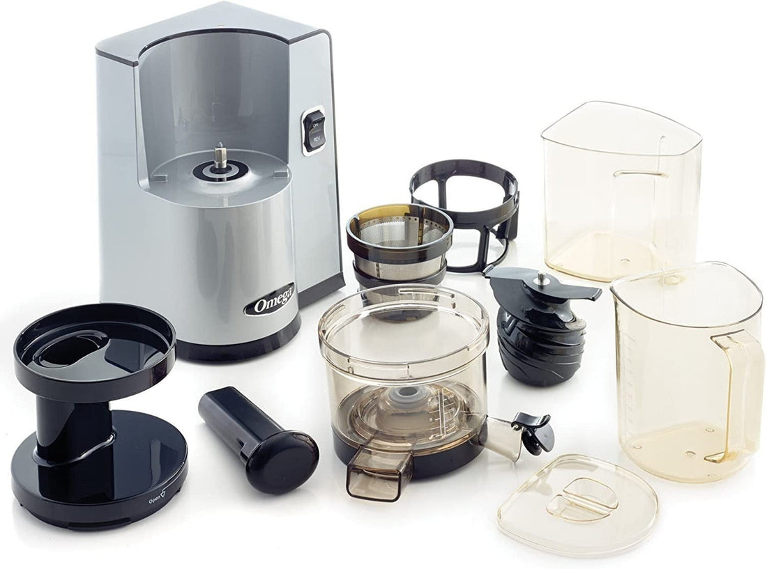 Omega - 150 Watts Silver Vertical Square Low-Speed Masticating Juicer - VSJ843QS