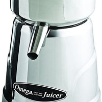 Omega - 210 Watts Chrome White Professional Electric Citrus Juicer with 3 Juice Cones, Surgical Steel Bowl and Pulp Strainer - C-20C