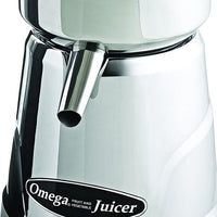 Omega - 210 Watts Chrome White Professional Electric Citrus Juicer with 3 Juice Cones, Surgical Steel Bowl and Pulp Strainer - C-20C