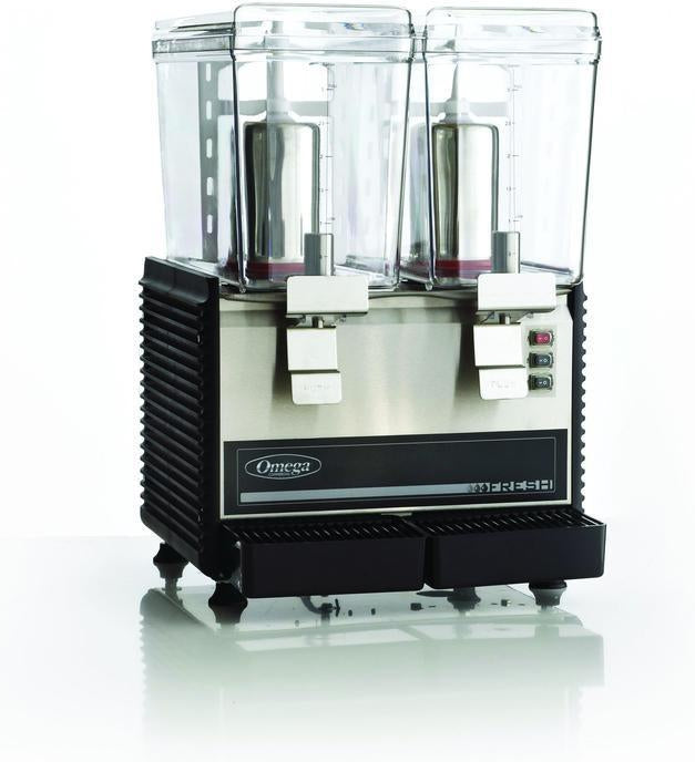 Omega - Black/Stainless Steel Fresh Drink Dispenser with Double Chamber and 3-Gallon Bowl - OSD20