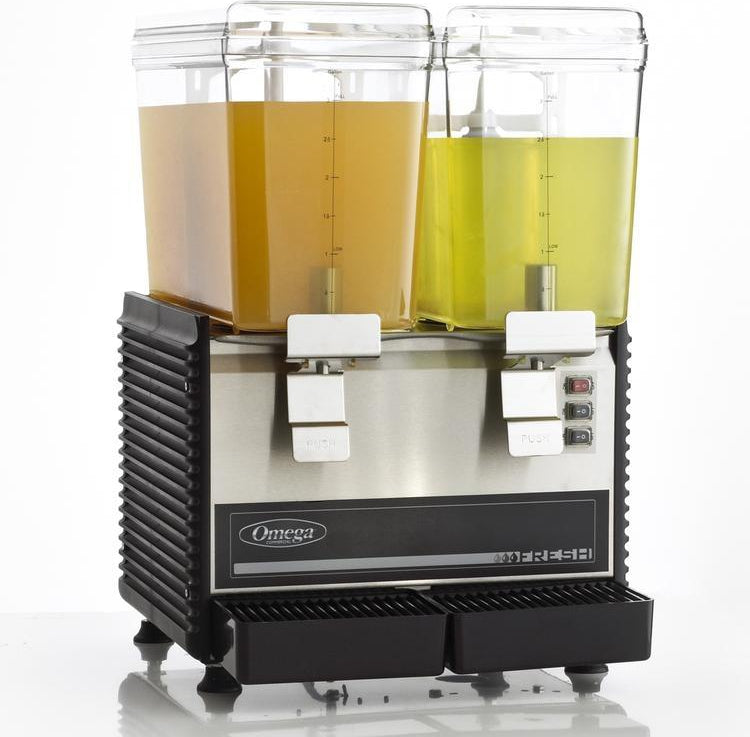 Omega - Black/Stainless Steel Fresh Drink Dispenser with Double Chamber and 3-Gallon Bowl - OSD20