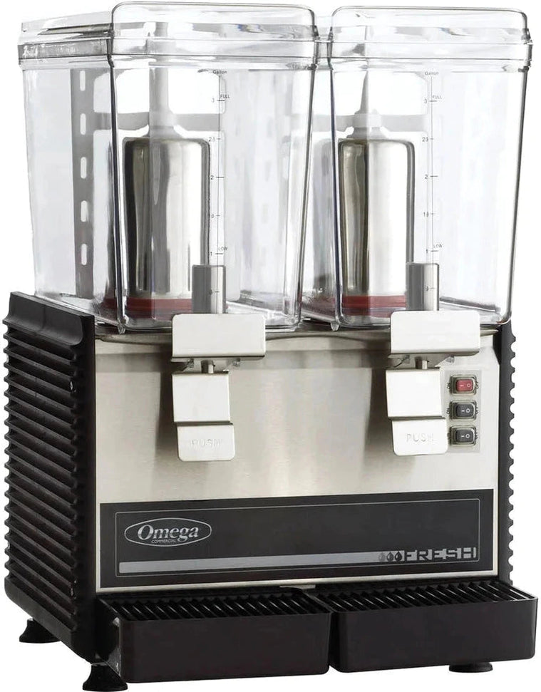 Omega - Black/Stainless Steel Fresh Drink Dispenser with Double Chamber and 3-Gallon Bowl - OSD20