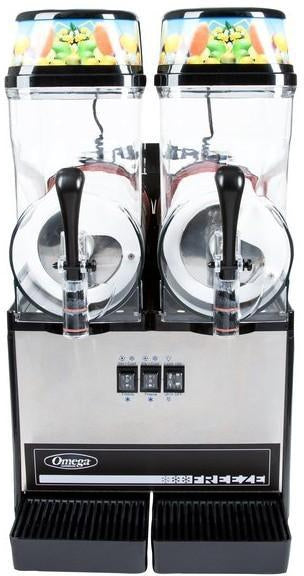 Omega - Commercial Black 1/3 HP Frozen Granita Machine with Double 3-Gallon Bowls - OFS20