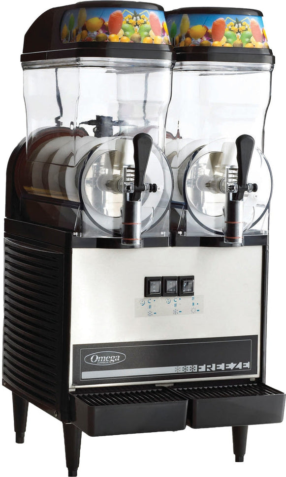 Omega - Commercial Black 1/3 HP Frozen Granita Machine with Double 3-Gallon Bowls - OFS20