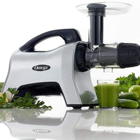 Omega - Silver Premium Horizontal Juicer & Nutrition System, Slow Masticating, 7th Generation - NC1000HDS