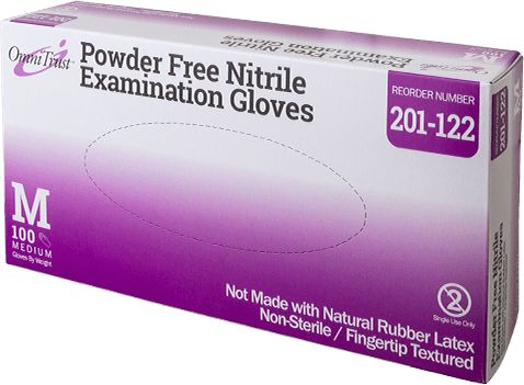 Omni International - OmniTrust #201 Series Nitrile Powder Free Examination Glove, 10x100/Box - 201-122