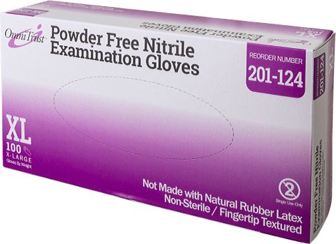 Omni International - OmniTrust #201 Series X-Large Nitrile Powder Free Examination Glove, 10x100/Box - 201-124