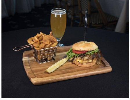 On The Table - 13" x 10" Brown Acacia Wood Large Plate, Pack of 12 - 107