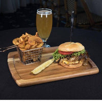 On The Table - 13" x 10" Brown Acacia Wood Large Plate, Pack of 12 - 107