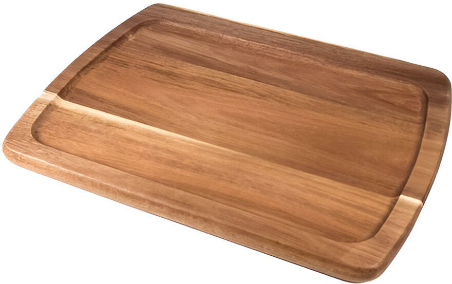 On The Table - 13" x 10" Brown Acacia Wood Large Plate, Pack of 12 - 107